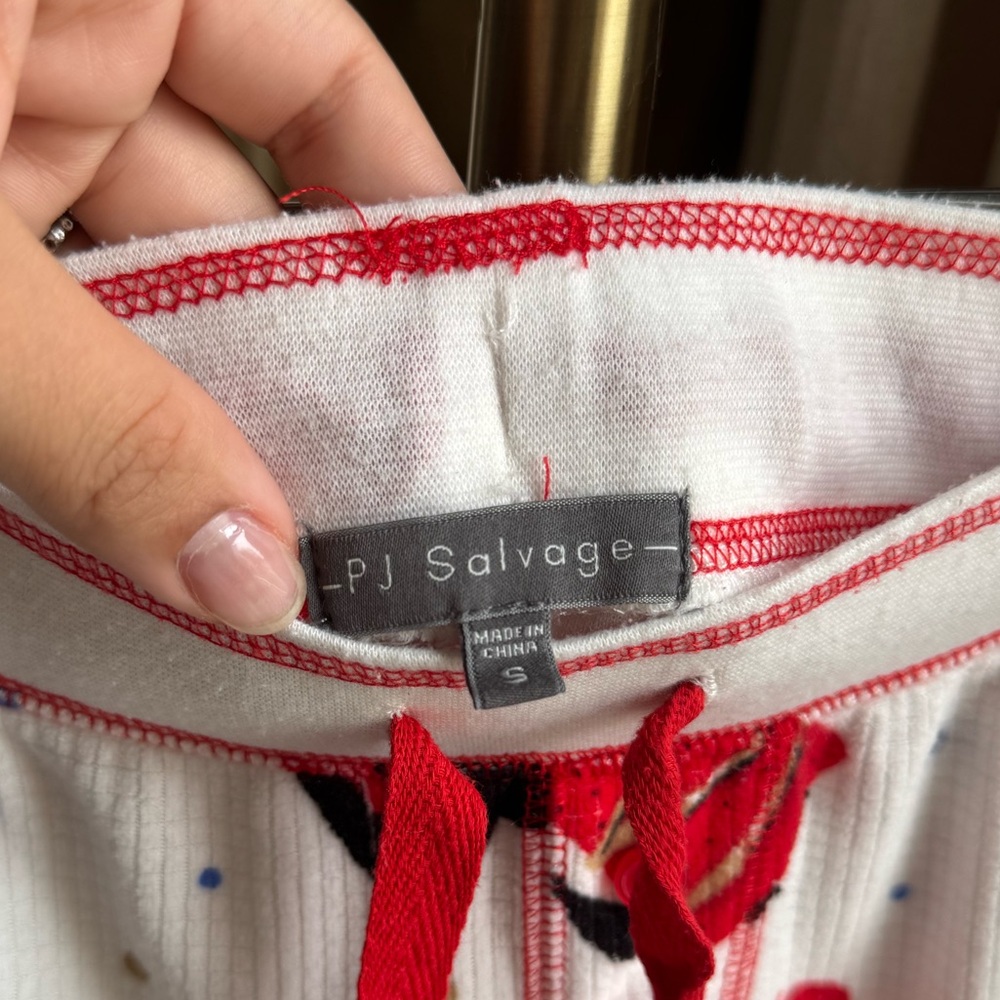 PJ Salvage Women Pajama Bottoms - White and Red with Fun Print | Small - Picture 2 of 6
